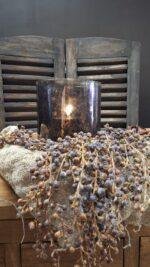 Windlicht old brown glas met kaars en landelijke styling