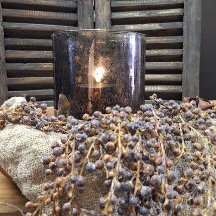 Windlicht old brown glas met kaars en landelijke styling