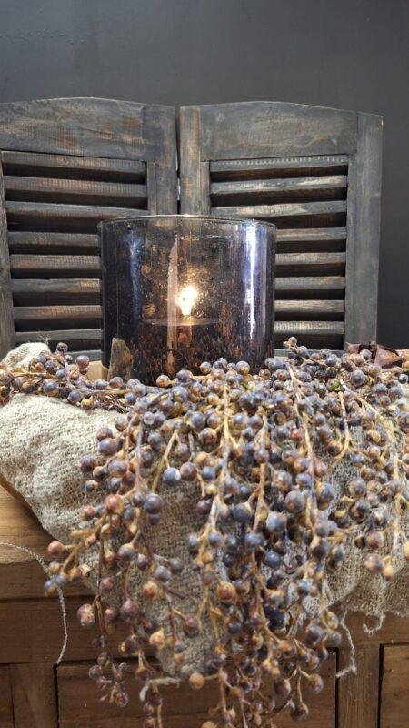 Windlicht old brown glas met kaars en landelijke styling