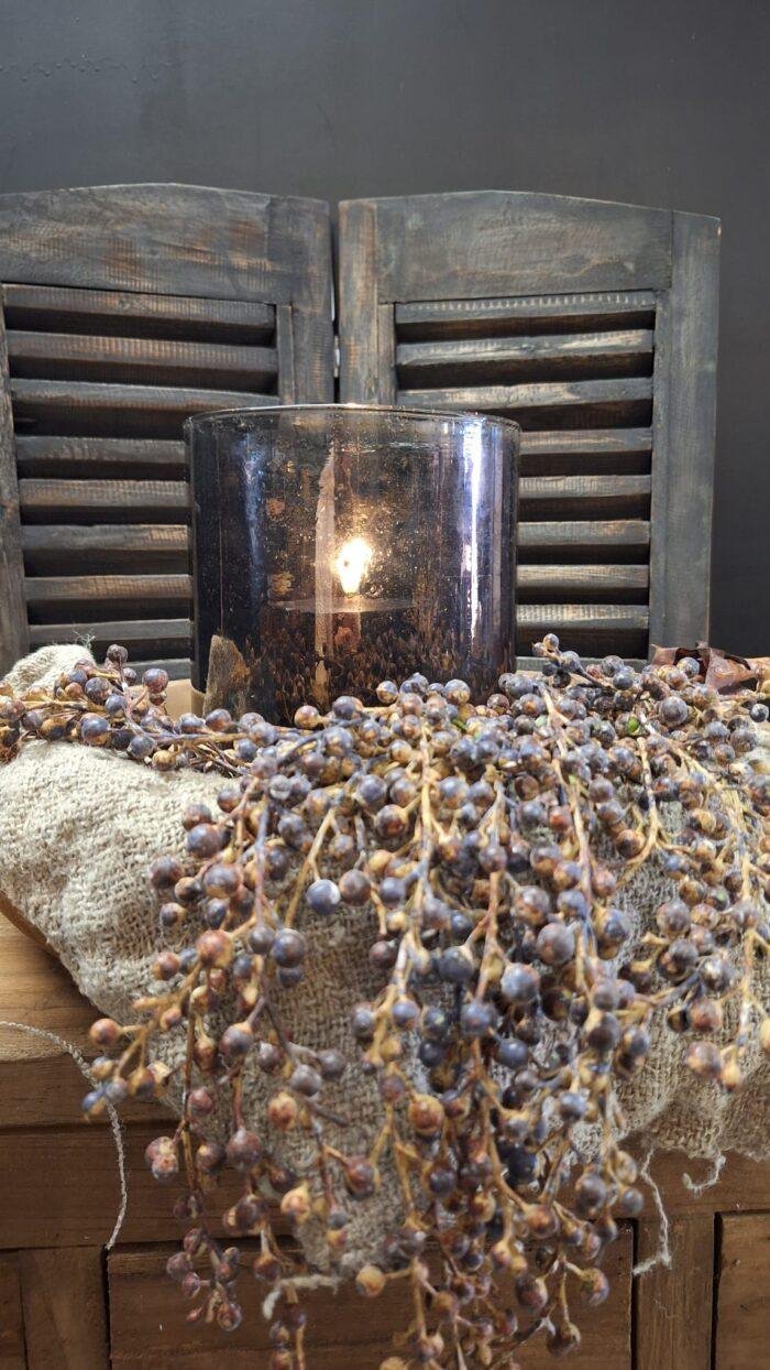 Windlicht old brown glas met kaars en landelijke styling
