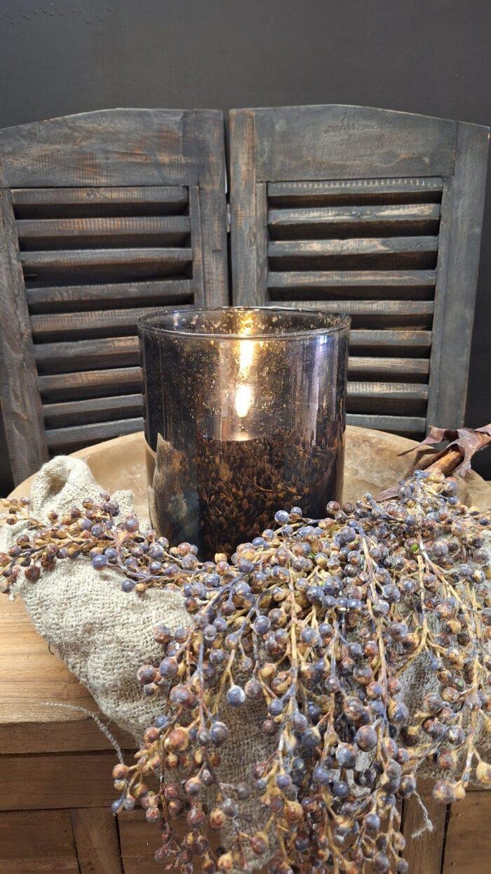 Detail warm bruin glas windlicht old brown met bubbels