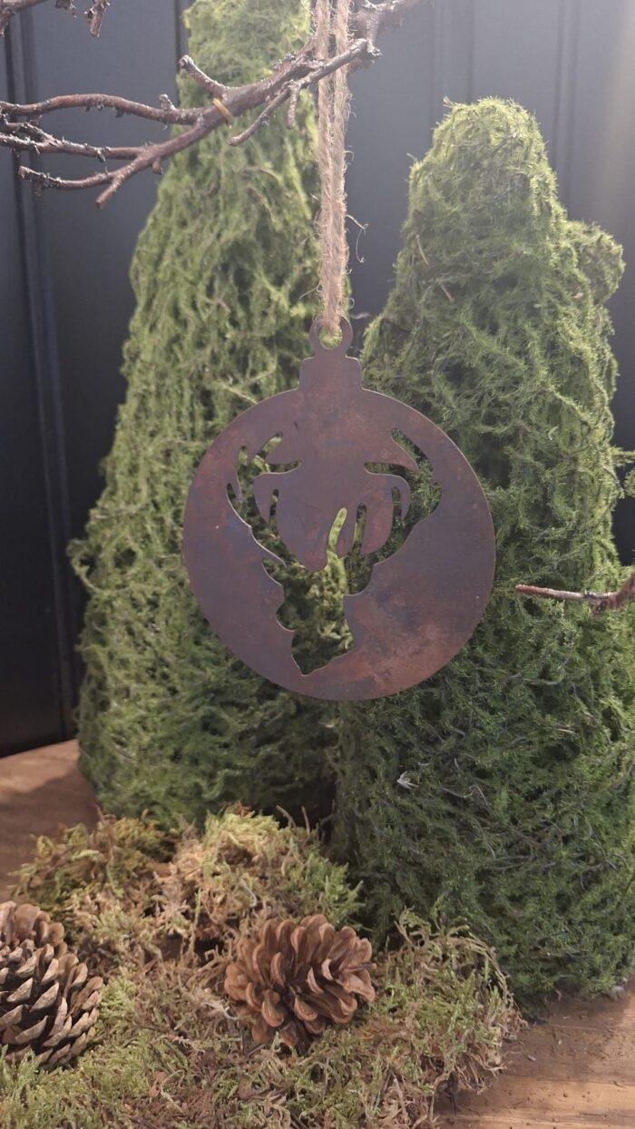 Metalen kerstbal hert hanger - Afbeelding 3