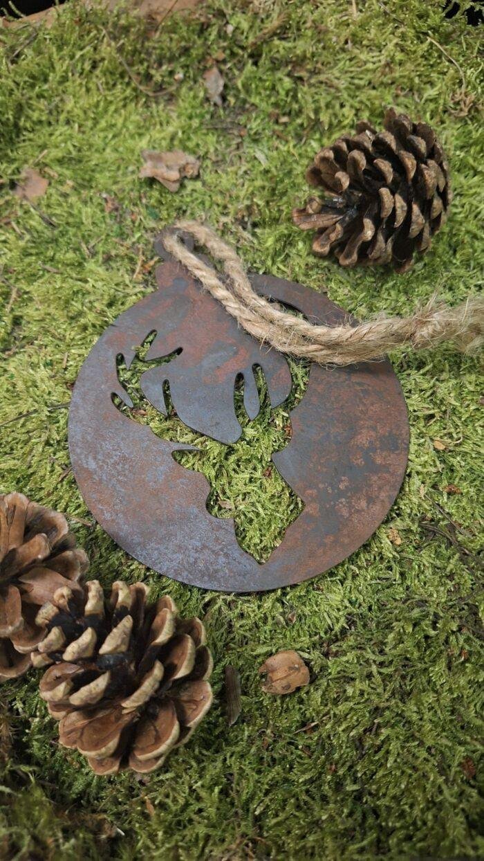 Metalen kerstbal hert hanger - Afbeelding 4