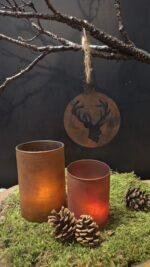 Metalen kerstbal hert hanger