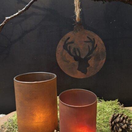 Metalen kerstbal hert hanger