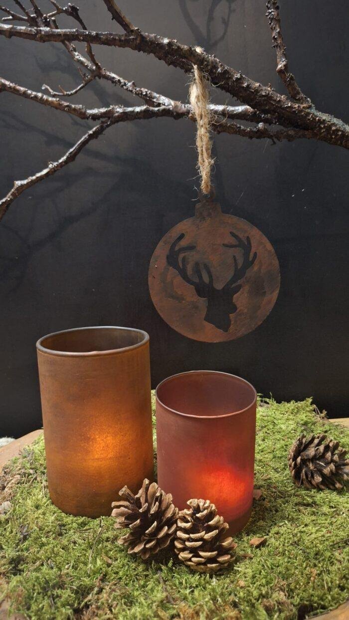 Metalen kerstbal hert hanger - Afbeelding 1