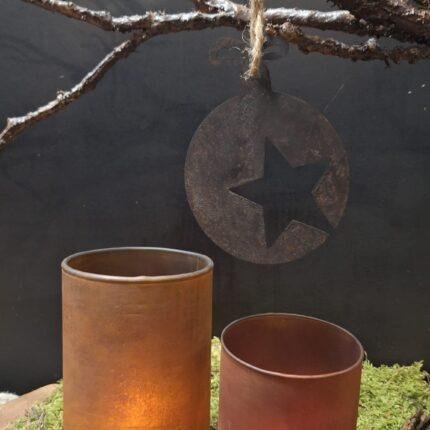 Metalen kerstbal ster hanger