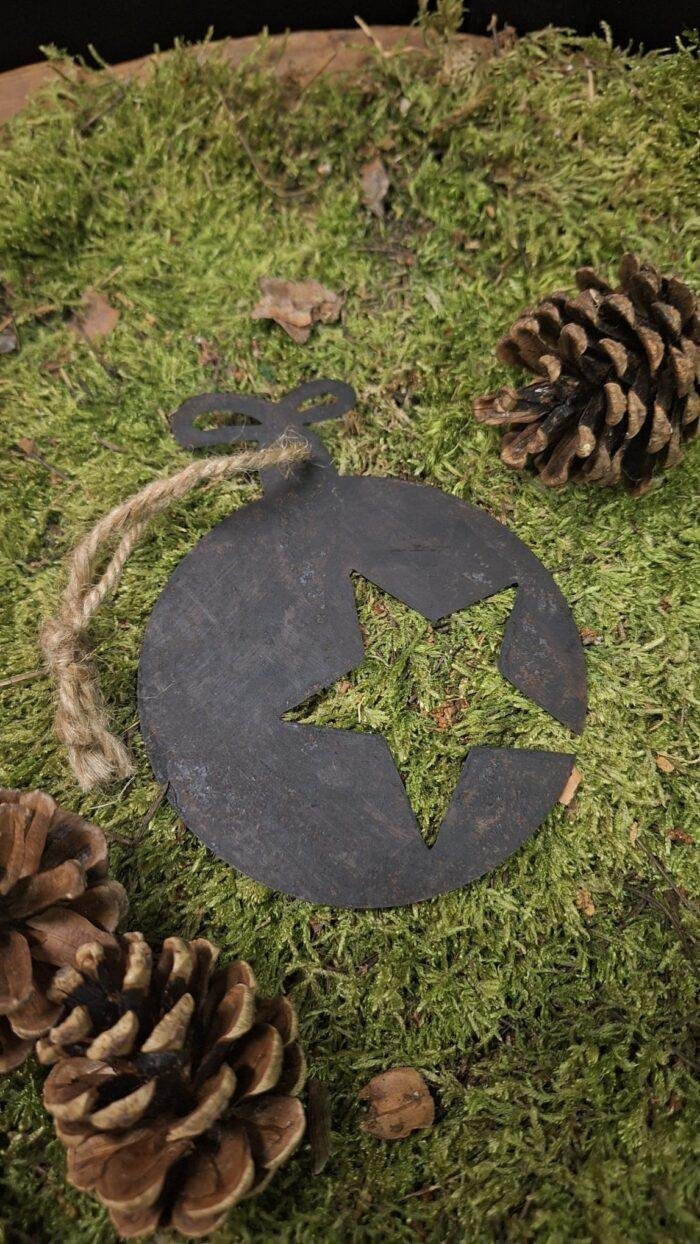 Metalen kerstbal ster hanger - Afbeelding 3
