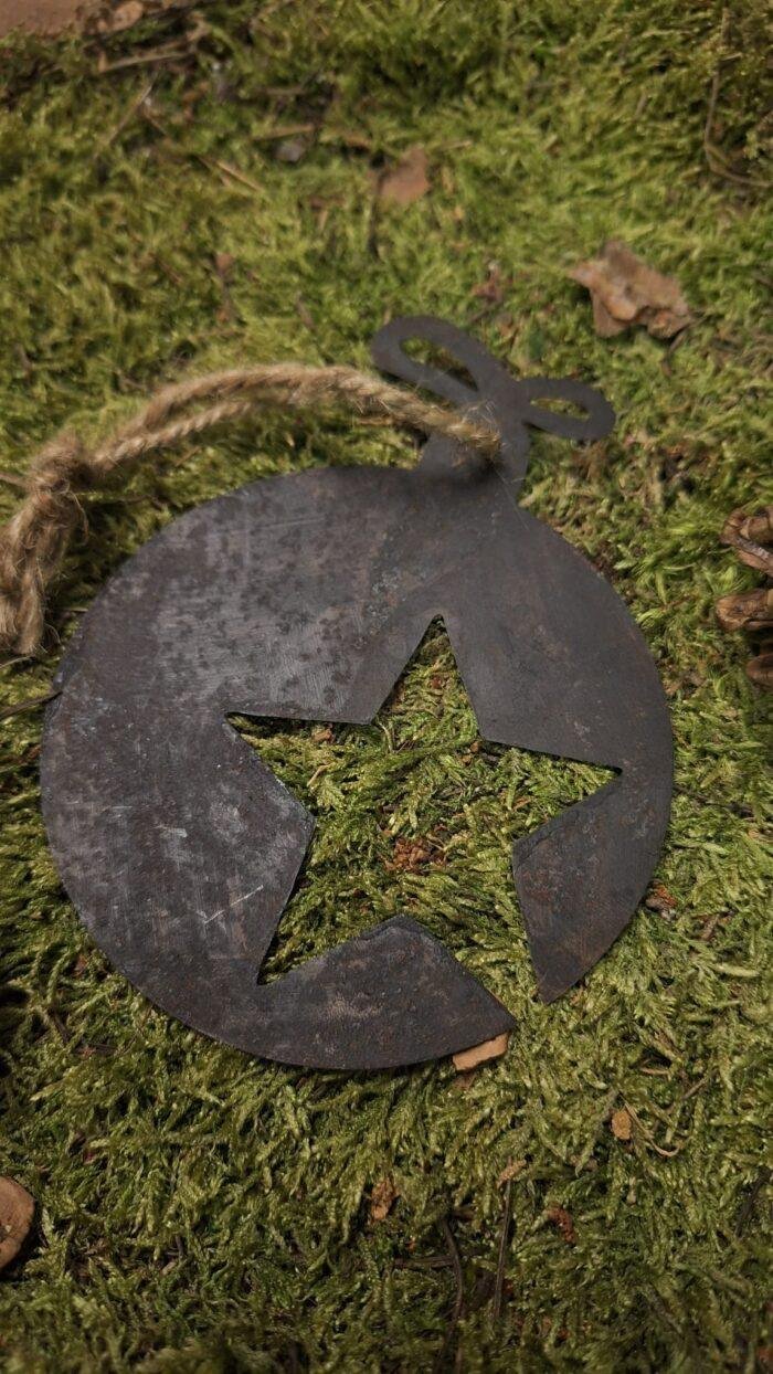 Metalen kerstbal ster hanger - Afbeelding 2