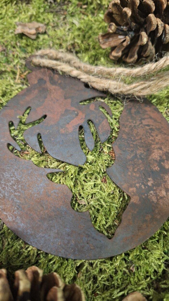 Metalen kerstbal hert hanger - Afbeelding 2