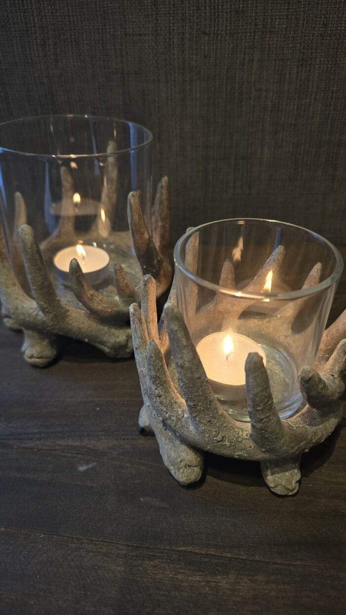 Gewei windlicht met glas - Afbeelding 2