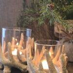 Gewei windlicht met glas