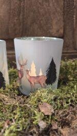 Theelichthouder met hert-7x8cm - Afbeelding 2