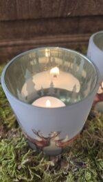 Theelichthouder met hert-7x8cm - Afbeelding 3