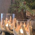 Gewei windlicht met glas