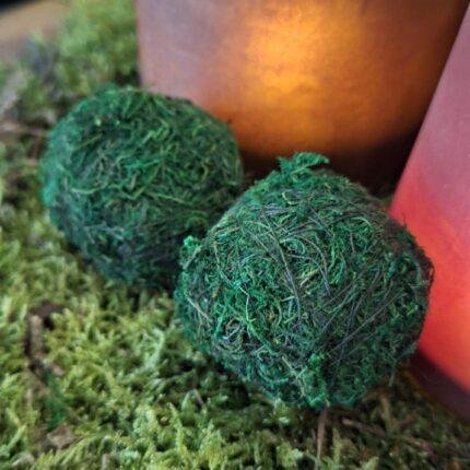 Groene mosballen kleine maat voor landelijke woondecoratie