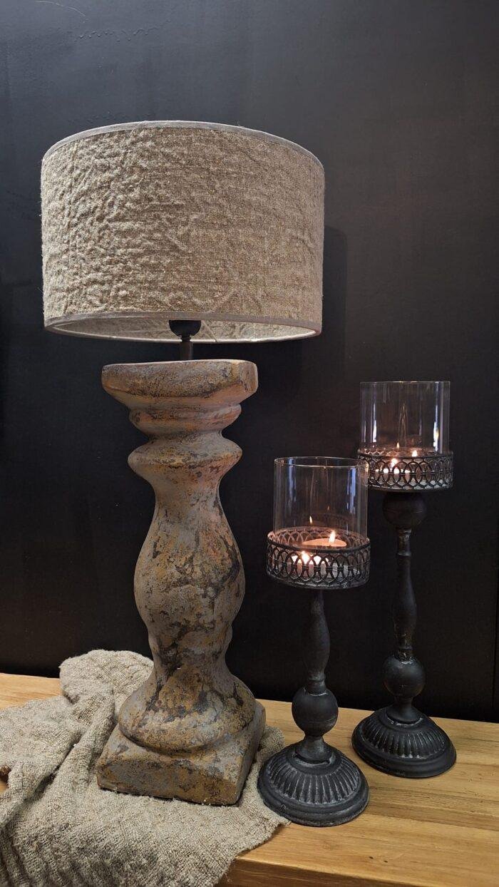 Stenen balusterlamp grijs zonder kap landelijke stijl