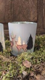 Theelichthouder met hert-7x8cm