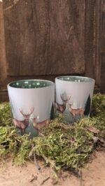Theelichthouder met hert-7x8cm