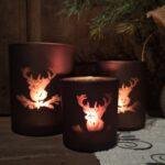 Windlicht bordeaux met hert