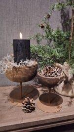 Houten schaal op voet – landelijke schaal van hout in sobere stijl - Afbeelding 4