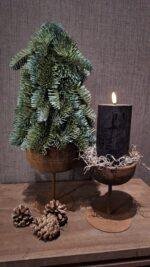 Houten schaal op voet – landelijke schaal van hout in sobere stijl - Afbeelding 2