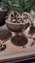 Houten schaal op voet – landelijke schaal van hout in sobere stijl - Afbeelding 6