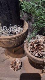 Houten schaal op voet – landelijke schaal van hout in sobere stijl - Afbeelding 3