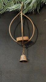 Roest theelichthouder hanger met bel – landelijke metalen hangdecoratie - Afbeelding 5