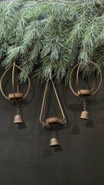 Roest theelichthouder hanger met bel – landelijke metalen hangdecoratie - Afbeelding 8