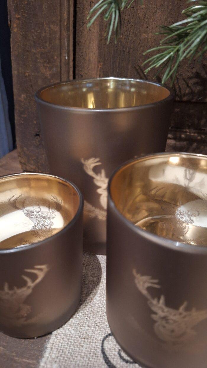 Windlicht met hert champagne - Afbeelding 4