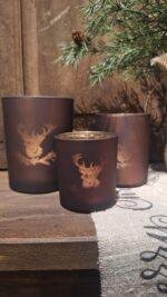 Windlicht bordeaux met hert - Afbeelding 3