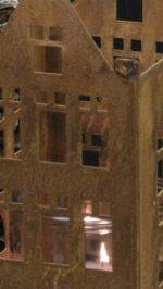 Roest huis windlicht met glas - Afbeelding 3