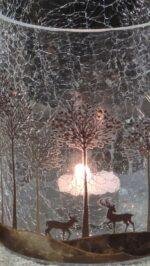 crackle windlicht met hert en boom - Afbeelding 3