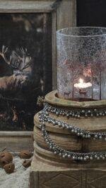 crackle windlicht met hert en boom