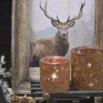 Roest sterren windlicht met glas