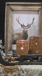 Roest sterren windlicht met glas