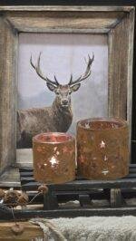 Roest sterren windlicht met glas - Afbeelding 2