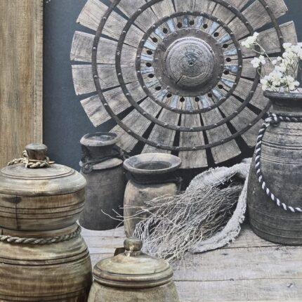 Houten ornament pot