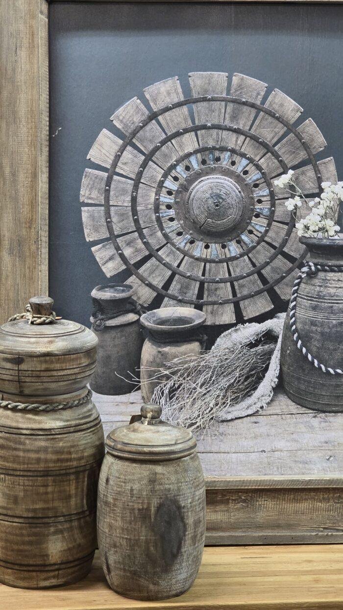 Houten ornament pot - Afbeelding 1