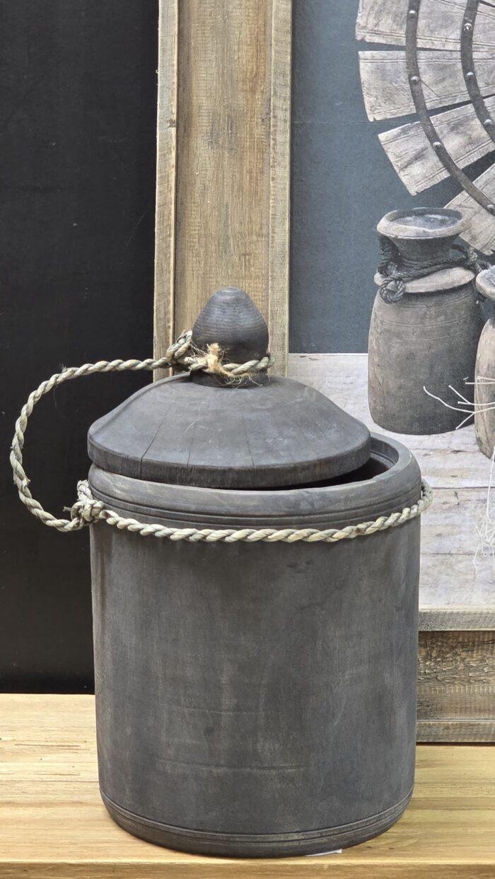 Houten pot met deksel - Afbeelding 2