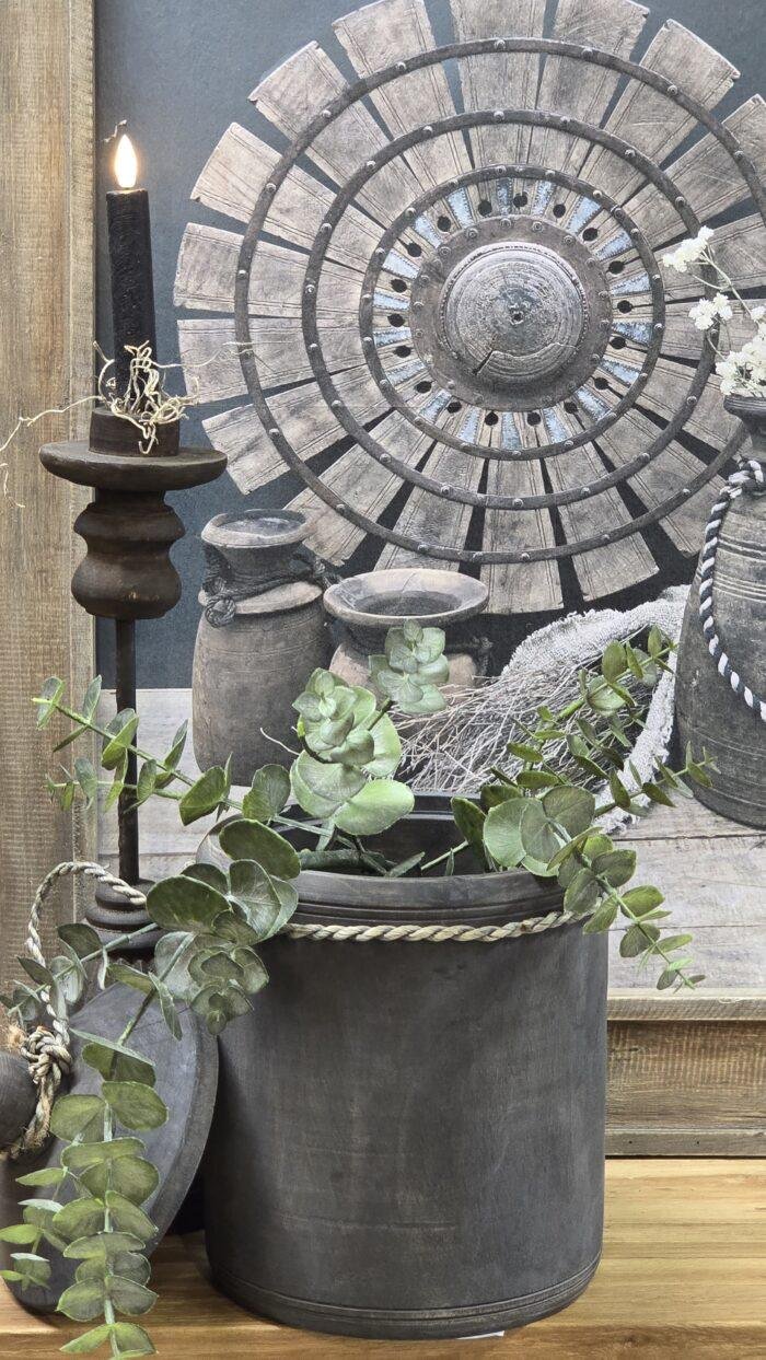 Houten pot met deksel - Afbeelding 1