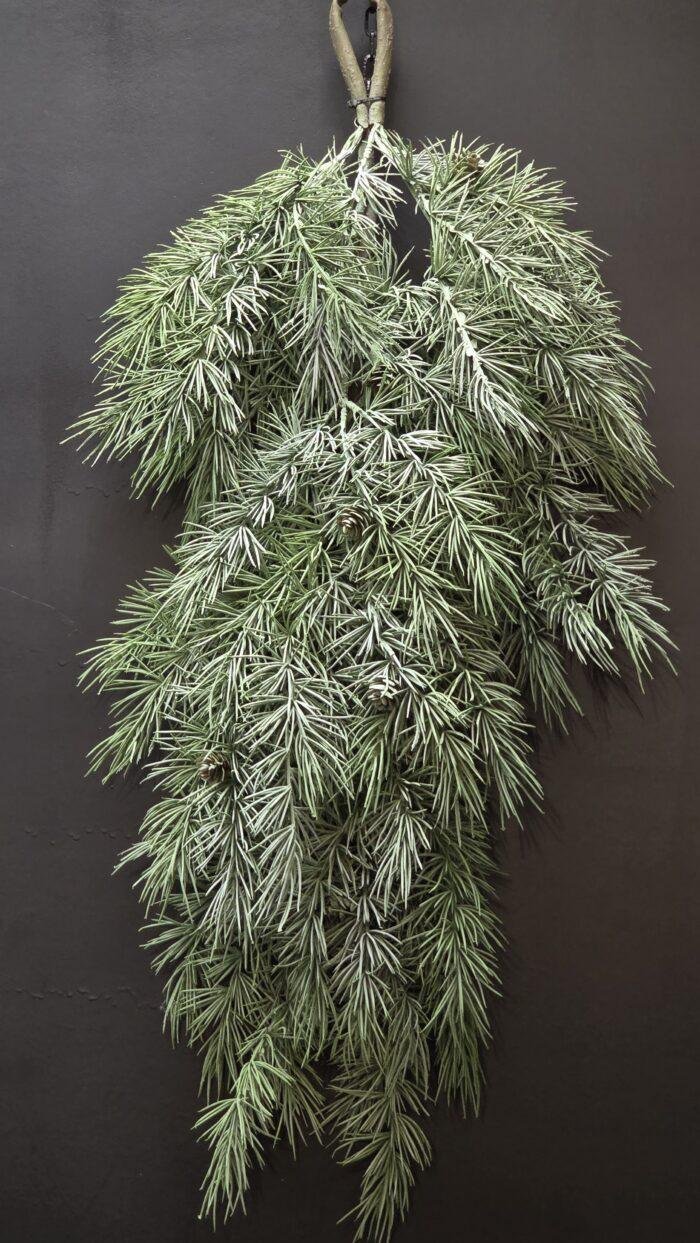 Groene kunst hanger met sneeuw en dennenappeltjes - Afbeelding 2