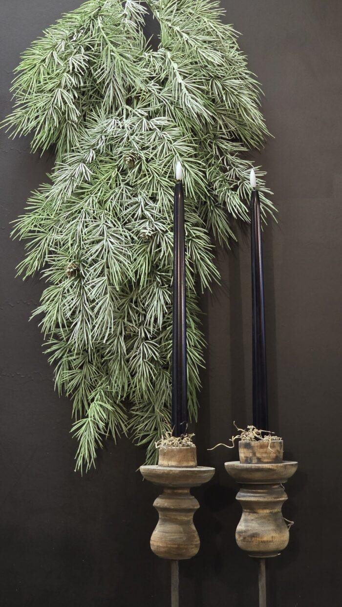 Groene kunst hanger met sneeuw en dennenappeltjes - Afbeelding 4