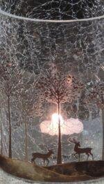crackle windlicht met hert en boom