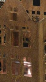 Roest huis windlicht met glas