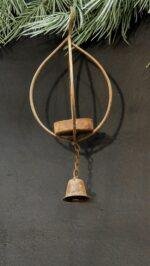 Roest theelichthouder hanger met bel – landelijke metalen hangdecoratie foto 5