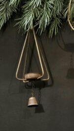 Roest theelichthouder hanger met bel – landelijke metalen hangdecoratie foto 6