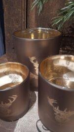 Windlicht met hert champagne foto 4