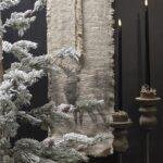 Smalle shabby linnen wanddoek zwart rendier